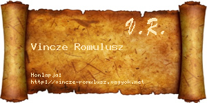 Vincze Romulusz névjegykártya